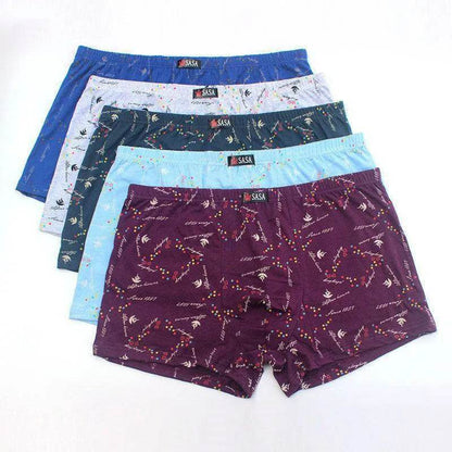 Men's  Underpants Cotton 6 Pcs  Printed Boxer Mid Waist underwear