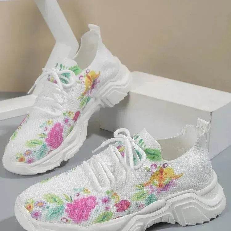 Chaussures de course pour femmes Flower Sports Baskets plates tendance