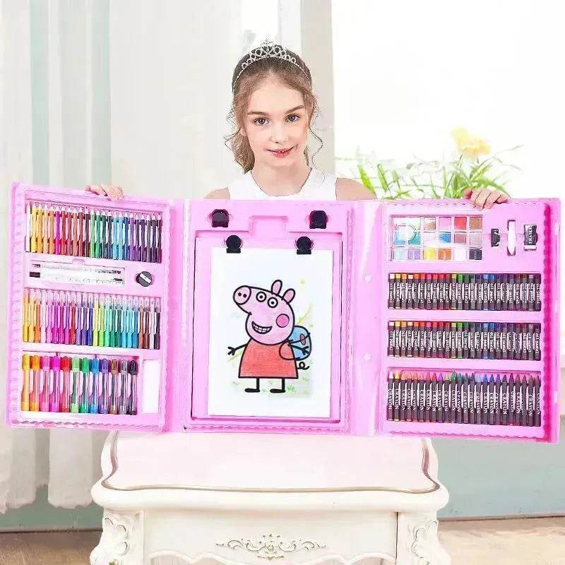 Double Panel Easel Version Watercolor Pen Set Brush Crayon Oil Pastel Children Painting Coloring Drawing Art set.