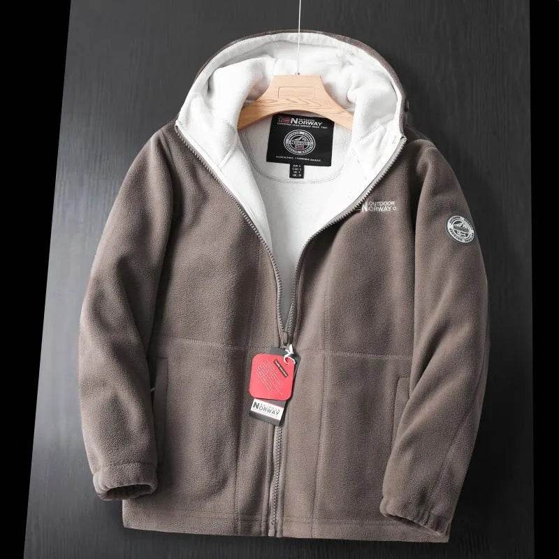 Fleece Hoodie – Warm Zipper Pocket Amekaji Style Hooded Jacket