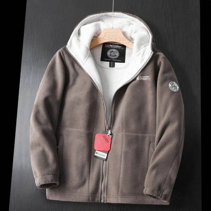 Fleece Hoodie – Warm Zipper Pocket Amekaji Style Hooded Jacket