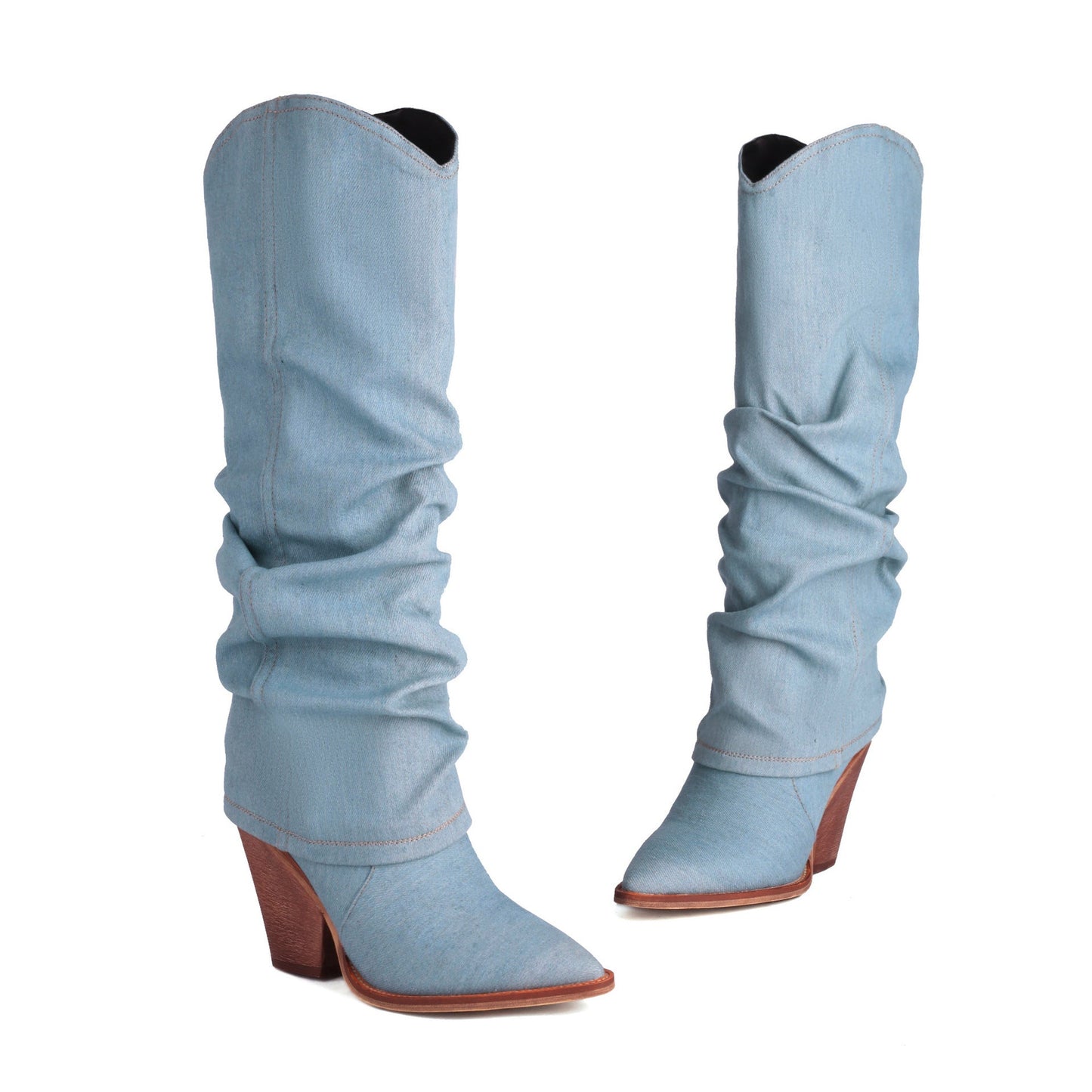 Women's Vintage Cowboy Boots – Pointed Toe Chunky Heel High Tube Fashion Boots