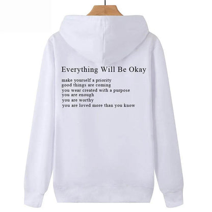 Everything Will Be Okay Loose Casual Men's And Women's Korean Version Loose Round Neck Top