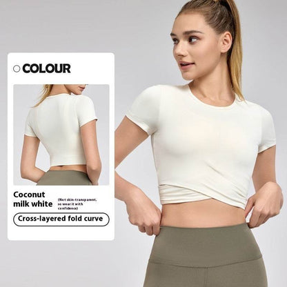 Fashion Short Sleeve Crop Workout Top for Women Yoga Crop Top