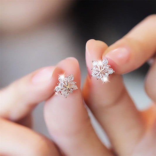 Boucles d'oreilles clous flocon de neige de Noël