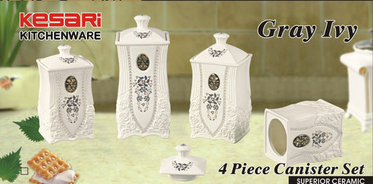 Lot de 4 boîtes en métal Lierre