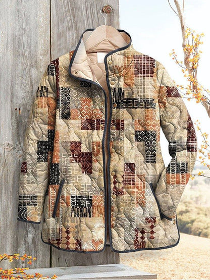Women's Floral Digital-Printed Padded Cotton Jacket