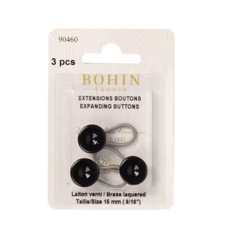 Bohin - Expanding Buttons - 3/4in Black