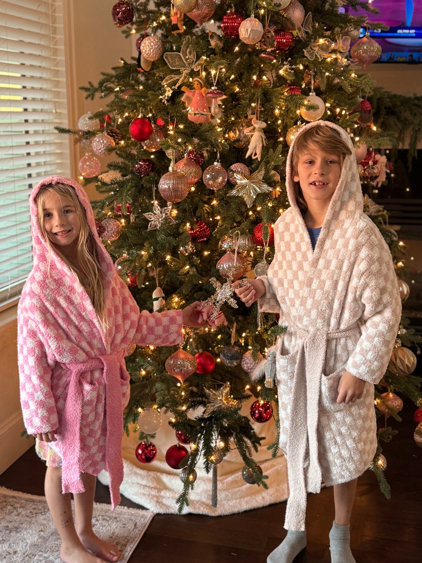 Adult Check Print Hooded Robe - restocking in April