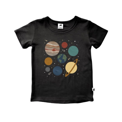 Baby/Kids' Bamboo Graphic T-Shirt | Planets In Black