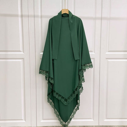 Arabic Baotou Cover Fashion Solid Color Gown Lace Headscarf