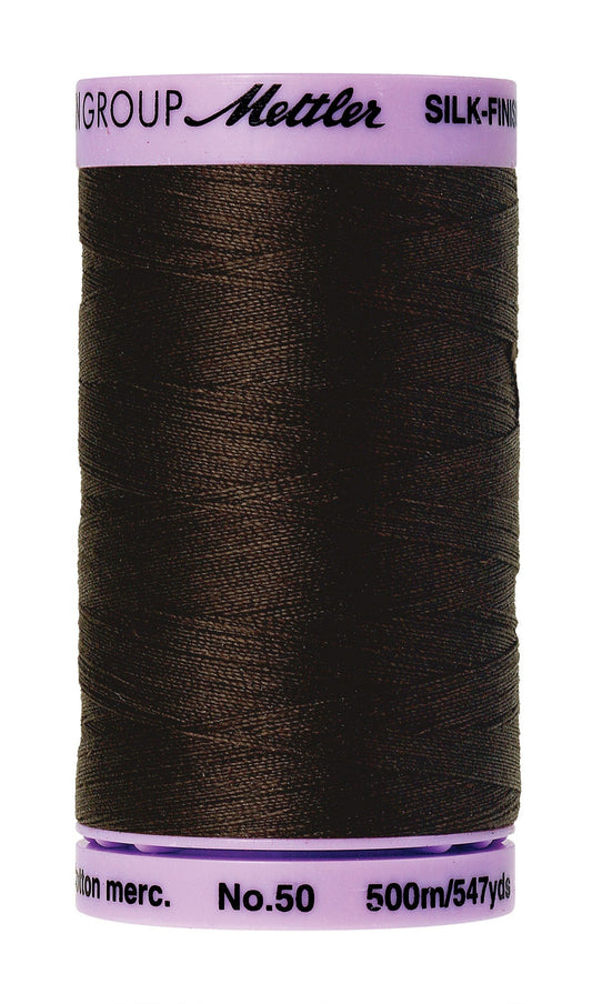 Mettler Silk-Finish 50wt Solid Cotton Thread 547yd/500M Very Dark Brown