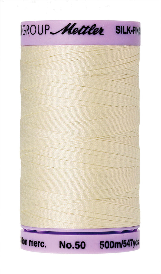 Mettler  Silk-Finish 50wt Solid Cotton Thread 547yd/500M Antique White