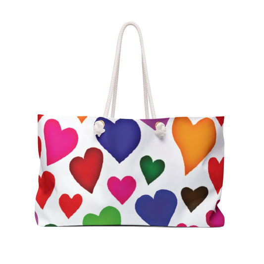 Sac de voyage grand format à motif de cœurs colorés | Grand cabas, Sac de voyage Cœurs Arc-en-ciel