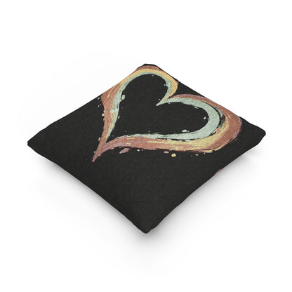 Painted Heart Pillow | Woven Decorative Pillow, Boho Heart Throw Pillow