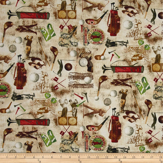 Timeless Treasure- Vintage Sport- Golf- GAIL-C6004-COFFEE