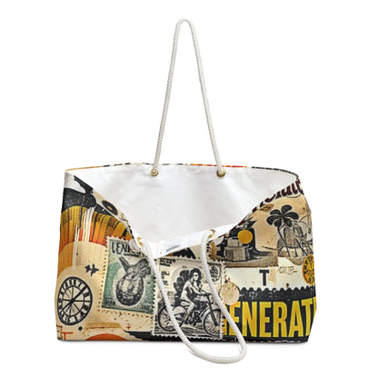Vintage Collage Weekender Bag | Retro Travel Poster Tote | Large Tote Bag