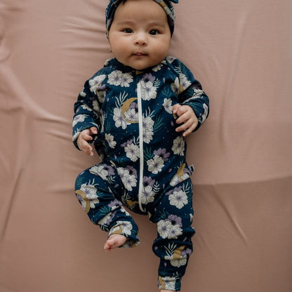 Bamboo Baby Zipper Footed Onesie | Outer Space