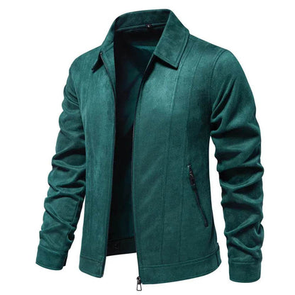 Veste à revers zippée mode, automne hiver, manteau en daim uni, vêtements d'extérieur pour hommes