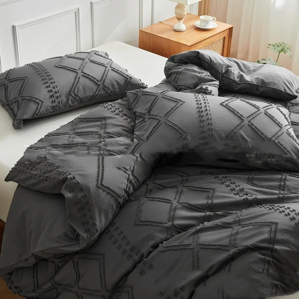Cut Flower Geometric  Simple Pure Color Duvet Cover Pillowcase