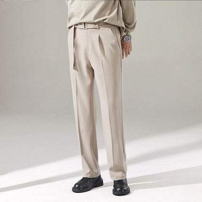 Pantalon de costume chino large avec ceinture drapée amovible pour homme