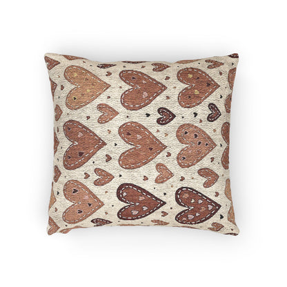 Neutral Heart Pattern Woven Pillow | Boho Heart Throw Pillow