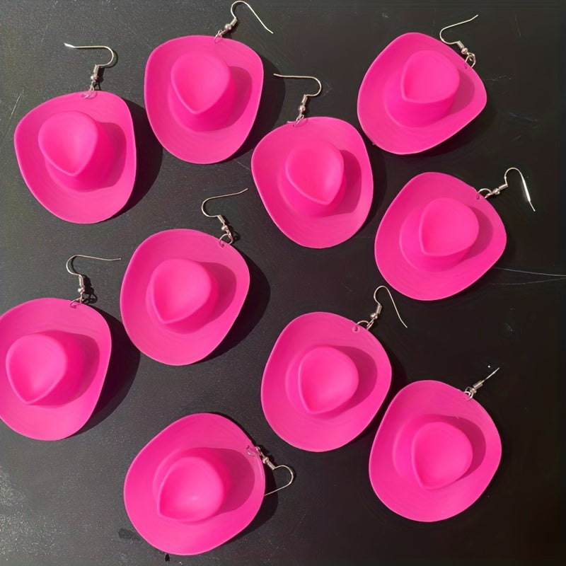 1 Pair Whimsical Disco Cowboy Hat Shaped Dangle Earrings - Drop & Dangle Novelty Jewelry with Funny Party Accessories for Girls and Women - Unique Gift Idea for Birthday, Christmas, or Any Celebration