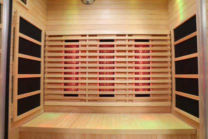 Blisspod | Venetian | Sauna infrarouge d'intérieur à spectre complet en pruche canadienne de première qualité et à très faible champ électromagnétique, 11 émetteurs et chromothérapie – 3 personnes