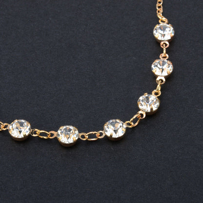 Simple Jewelry 7 Rhinestone Feet Chains Anklet