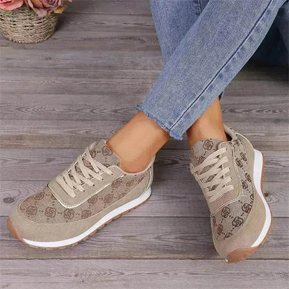 Baskets à lacets imprimé floral, chaussures de sport décontractées, légères et respirantes pour la marche et la course, chaussures plates pour femmes