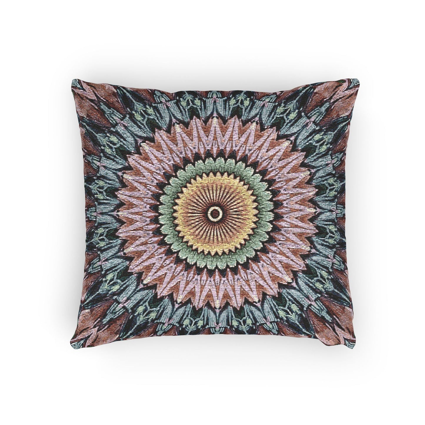 Mandala Sunburst Woven Pillow | Boho Geometric Decorative Cushion Cover