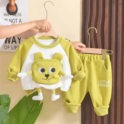 Neutral Cartoon  Autumn Clothes Suit Western Style Neutral  two piece for kids