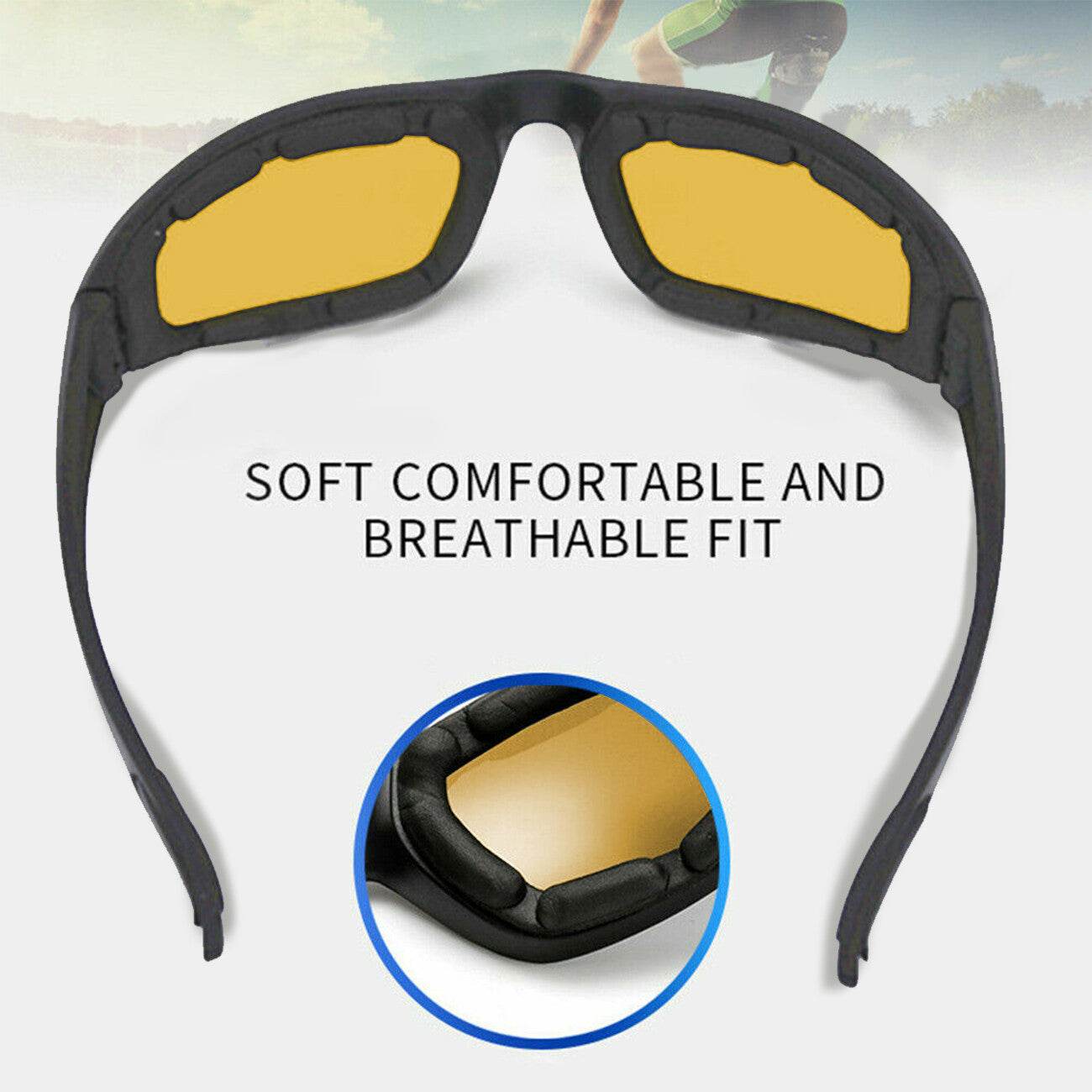 Cycling Sunglasses Chopper Outdoor Sports Glasses For Men Wrap Around UV400 Protection For Fishing Night Driving Glasses Wind Resistant Yellow Lens
