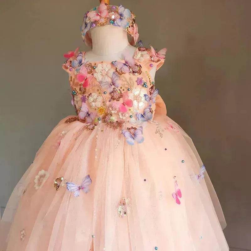 Children's Handmade Flower Fashion Special Dress Princess Ball Gown Dress Birthday Photoshoot Dress for girls Party dress for kids