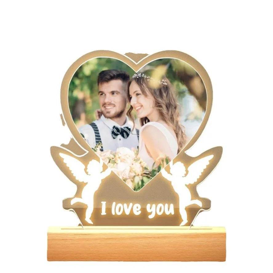 Customized Personalized Valentine Acrylic Lovers Night LED light picture frame