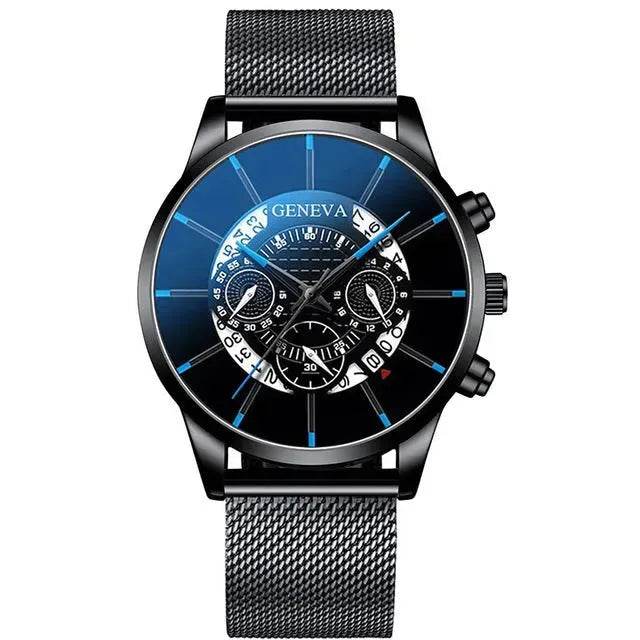 Montre calendrier en maille alliage