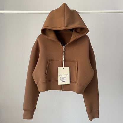 Women's Solid-Color Loose-Fit Hooded Sweatshirt