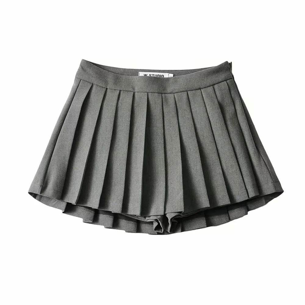 Women's High Waist A-line Mini Pleated Skirt