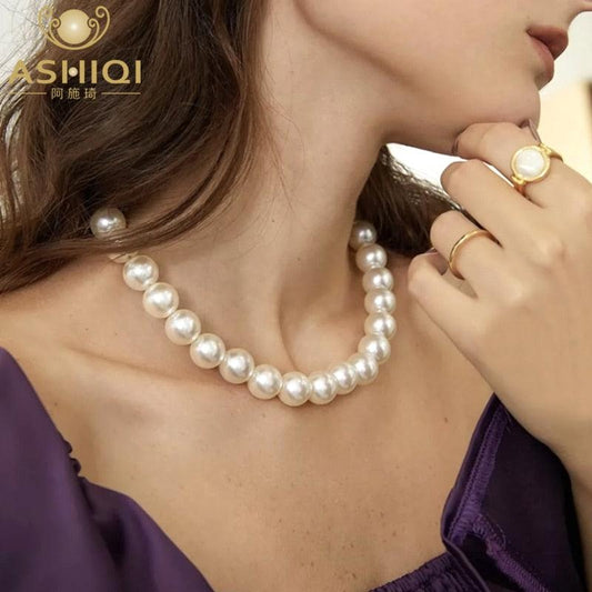 Grand collier Edison en perles de culture d'eau douce naturelles