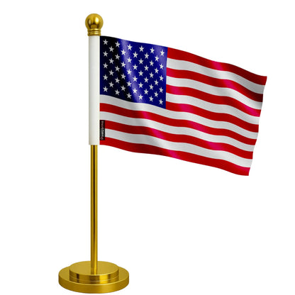 Drapeau De Bureau Des États-Unis – Polyester – Socle Acier Inoxydable