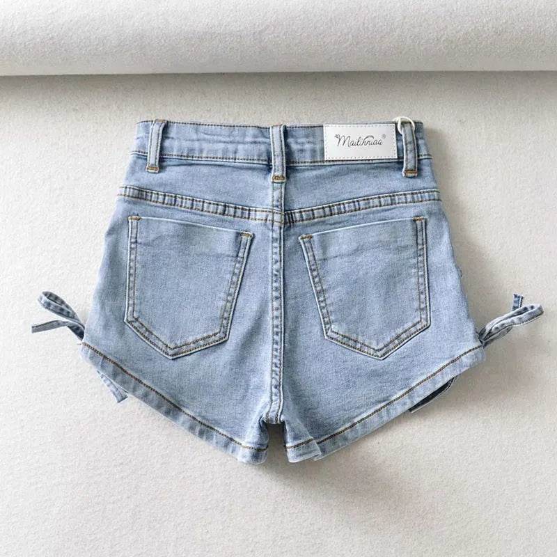 Short en jean pour femme, tendance et personnalisé, avec nœud