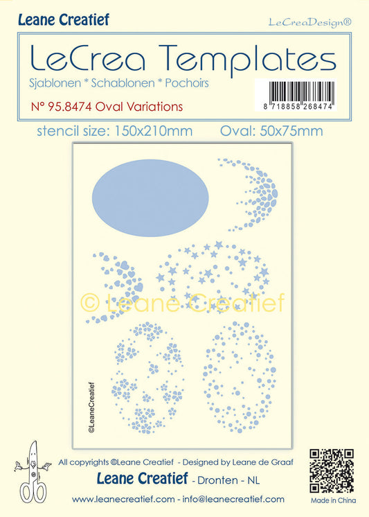 Pochoir Ovale Variations, Taille du pochoir 150x210mm, Dessin 75x50mm