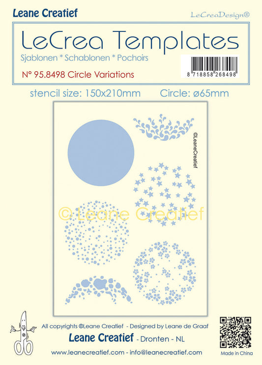 Pochoir Cercles Variés, Taille Pochoir 150x210mm, Ø 65mm