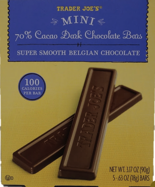 Mini-barres de chocolat noir 70 % cacao de Trader Joe's, 90 g