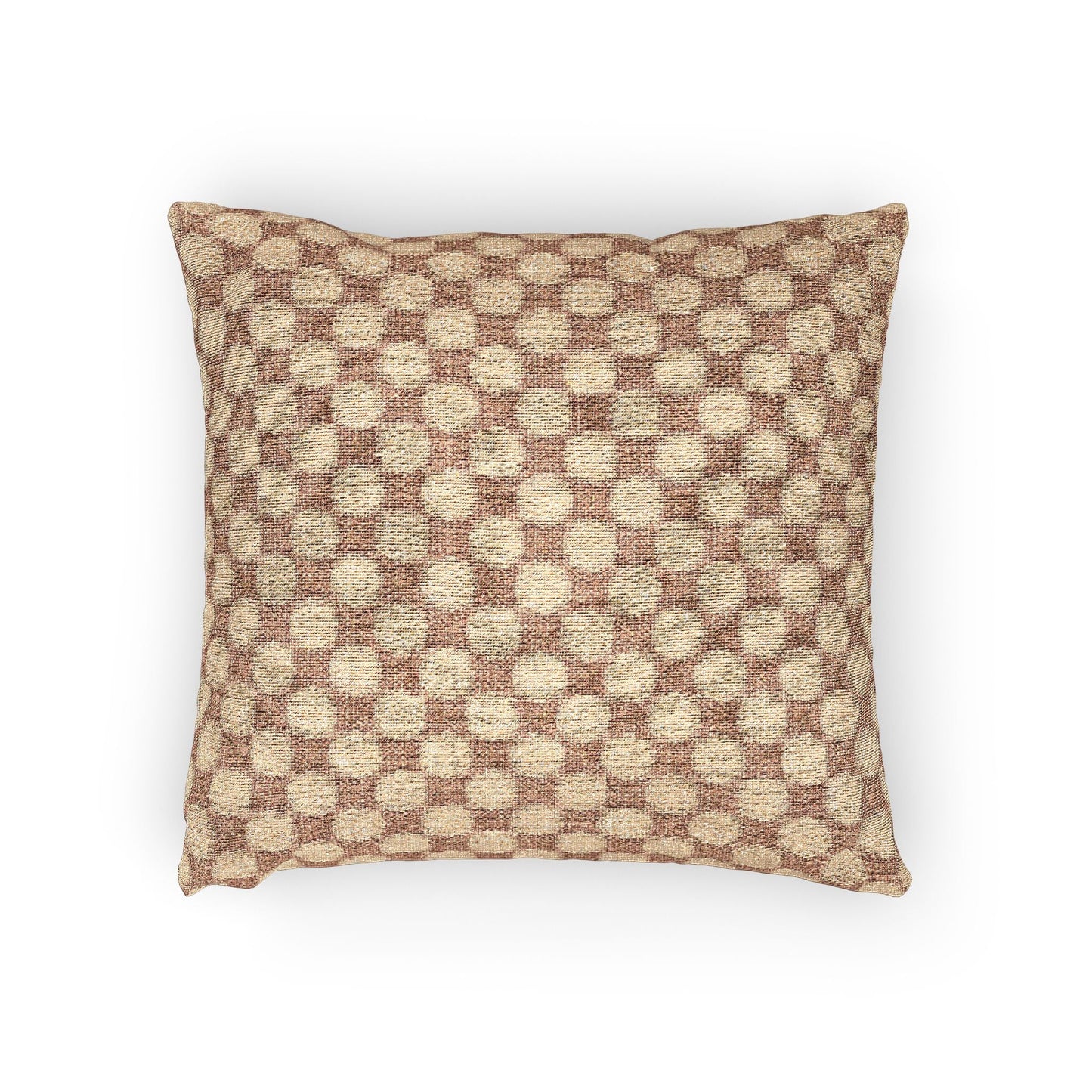 Woven Checkered Pattern Pillow | Neutral Brown Geometric Throw Pillow