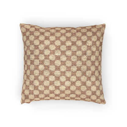 Woven Checkered Pattern Pillow | Neutral Brown Geometric Throw Pillow