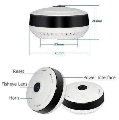 960P HD WiFi IP Camera, 360° Panoramic Fish Eyes Lens