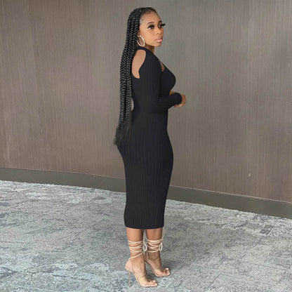 Chic V-neck Long Sleeve  Midi  Party Club Bodycon Pencil Dress