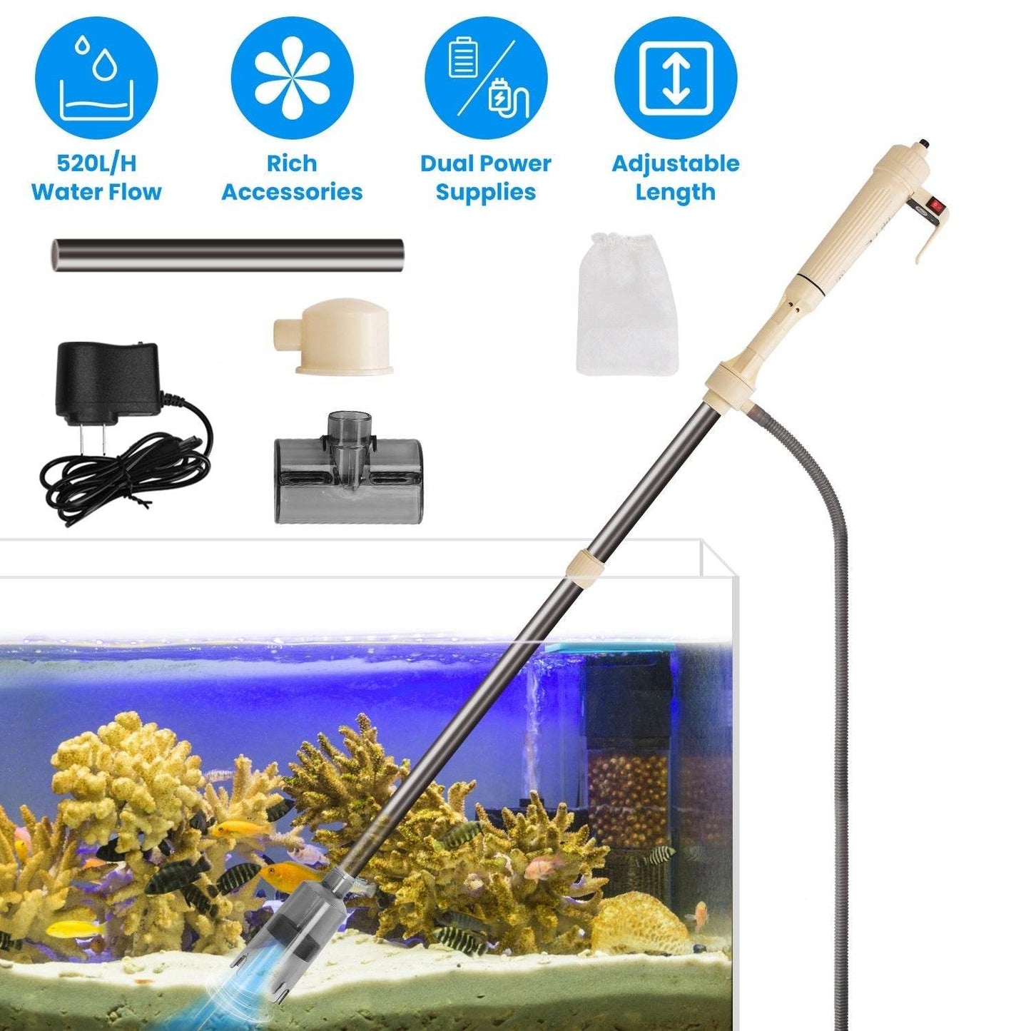 Powerful Electric Aquarium Vacuum Gravel Cleaner