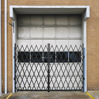 Double Folding Security Gate, 5.1 H X 10.2 W Folding Door Gate, Steel Accordion Security Gate, Flexible Expanding Security Gate, 360 Rolling Barricade Gate, Scissor Gate Or Door With Keys